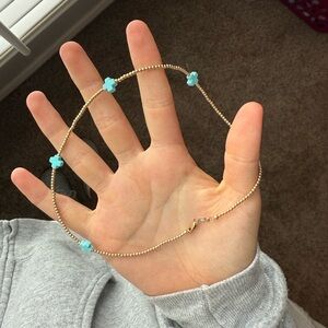 ENEWTON Blue and Gold BEADED Necklace with Elegant Design